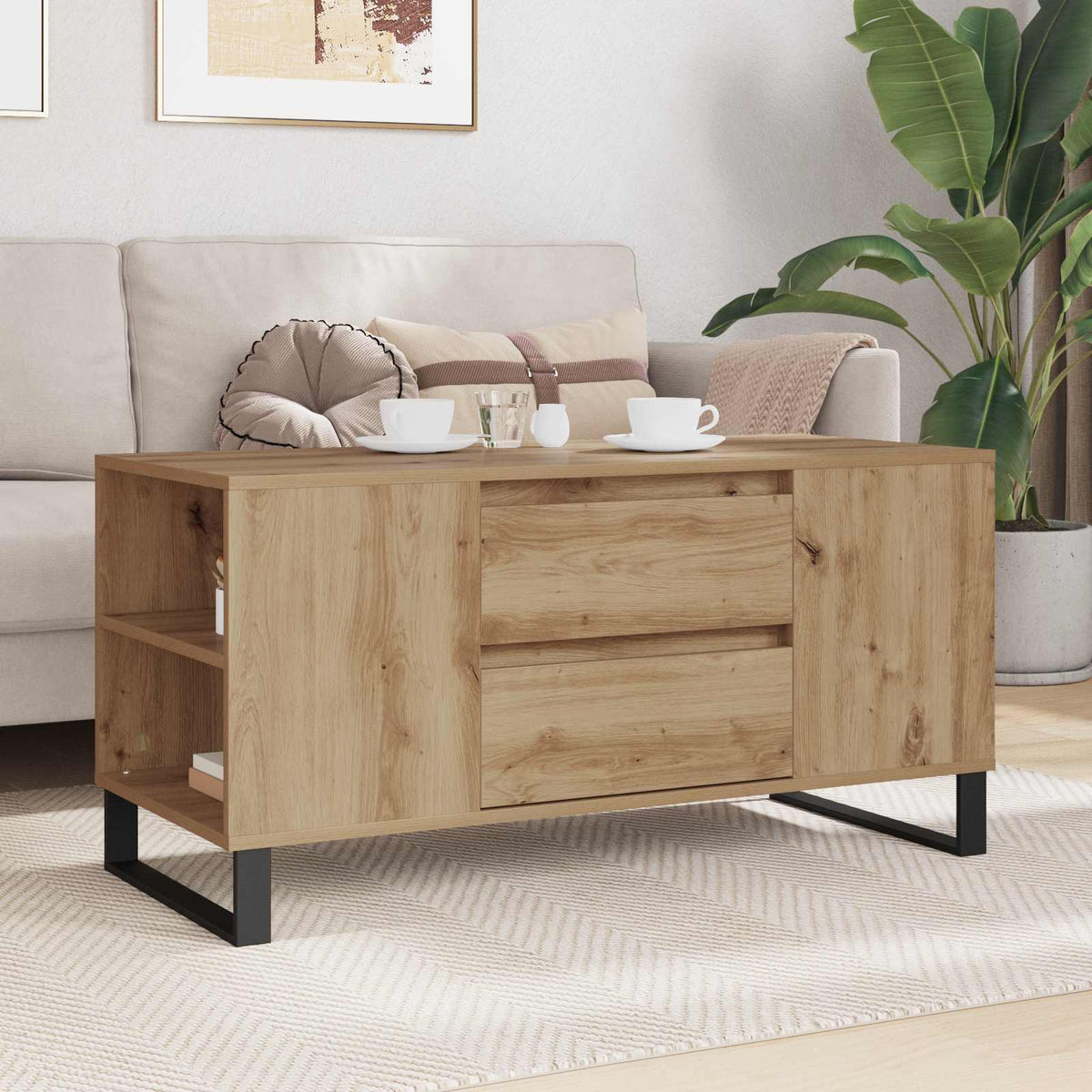 vidaXL Coffee Table Artisan Oak 102 x 44.5 x 50 cm Engineered Wood