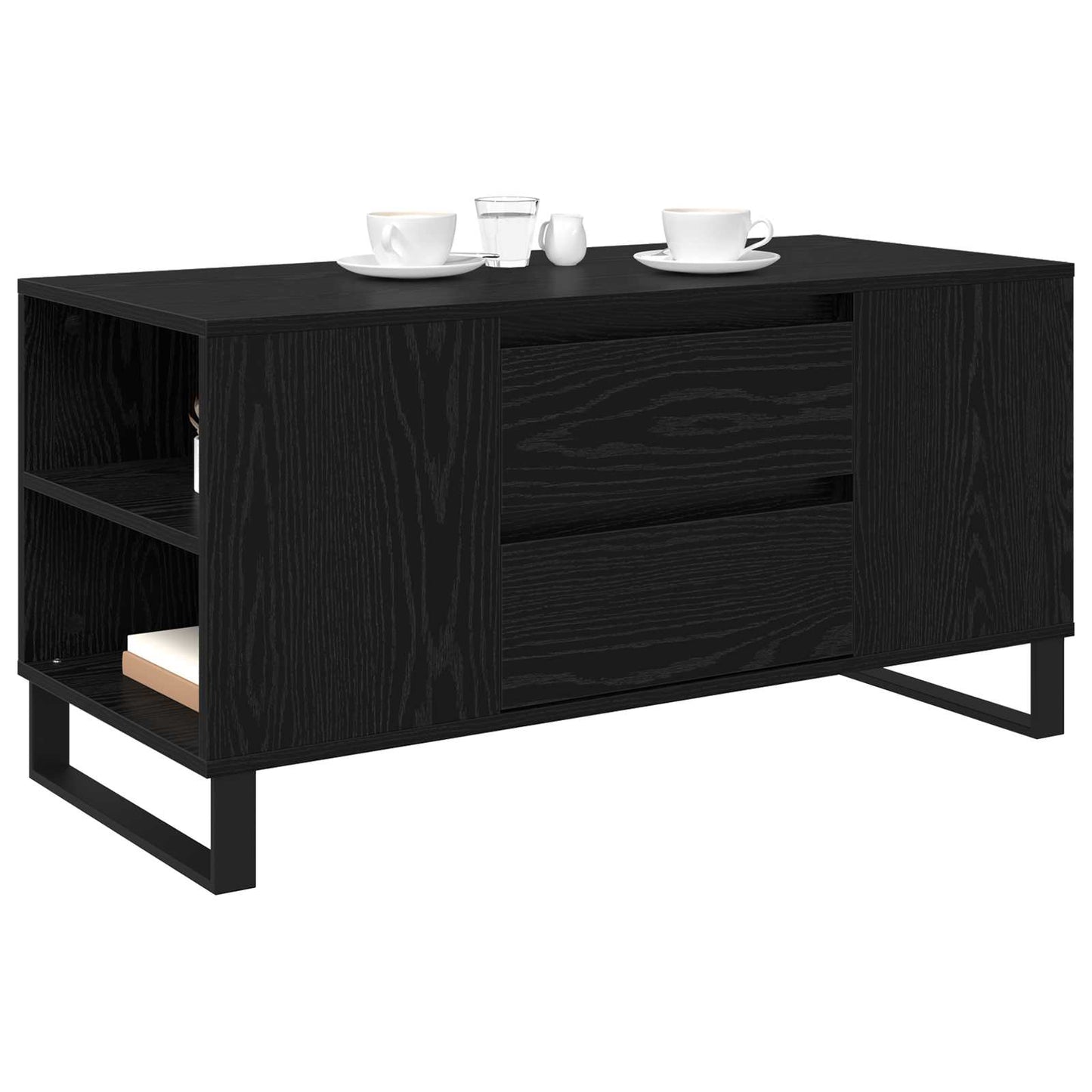 vidaXL Coffee Table Black Oak 102 x 44.5 x 50 cm Engineered Wood