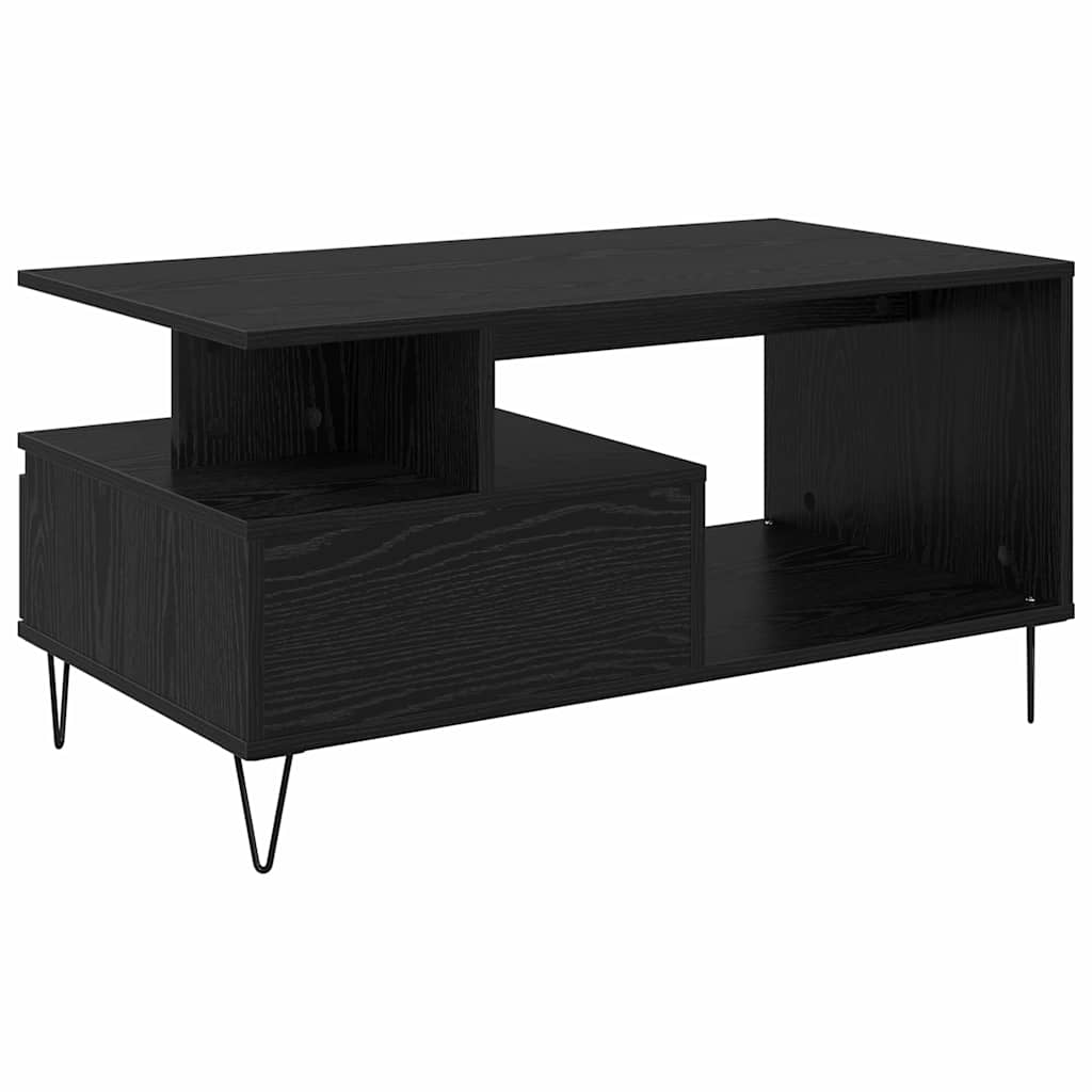 vidaXL Coffee Table Black Oak 90 x 49 x 45 cm Engineered Wood