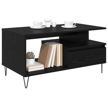vidaXL Coffee Table Black Oak 90 x 49 x 45 cm Engineered Wood