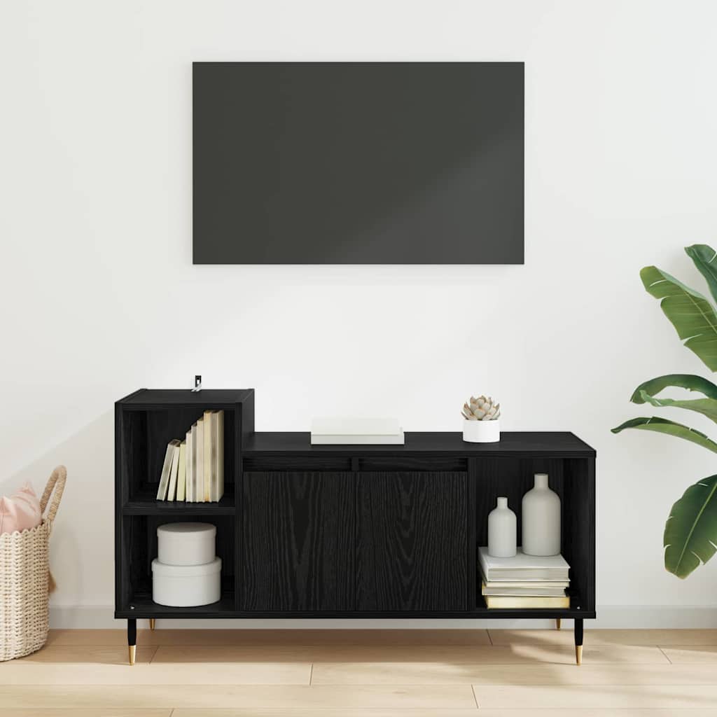 vidaXL TV Cabinet 100 x 35 x 55 cm Black Oak Engineered Wood