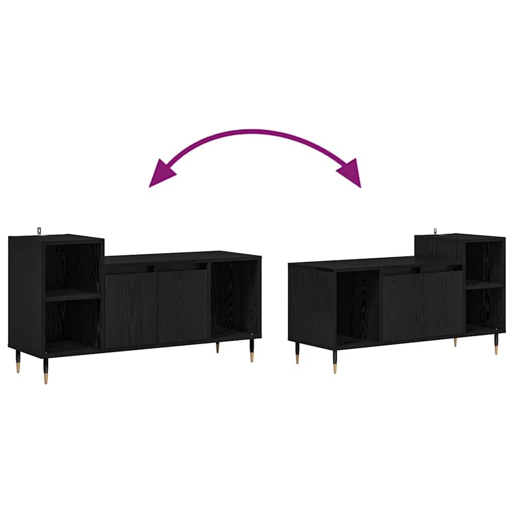 vidaXL TV Cabinet Black Oak 100 x 35 x 55 cm Engineered Wood