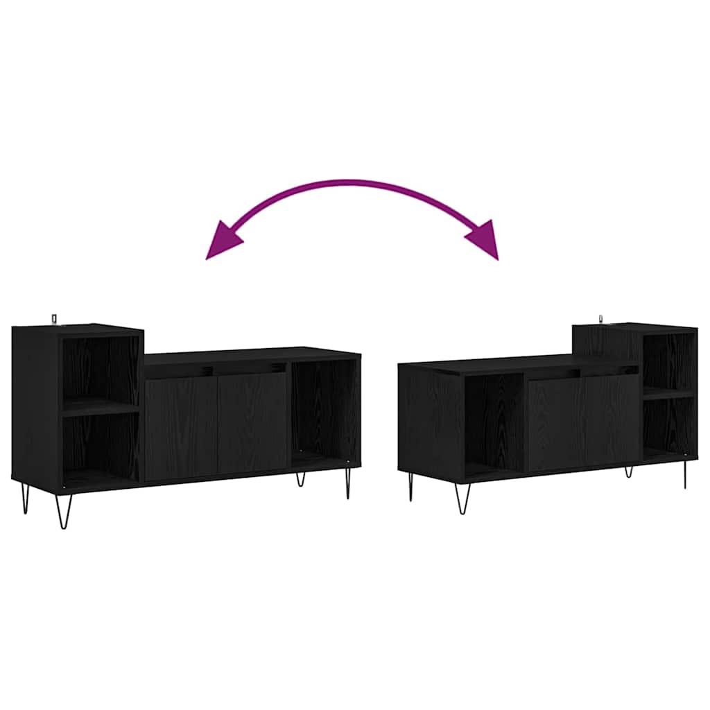 vidaXL TV Cabinet Black Oak 100 x 35 x 55 cm Engineered Wood