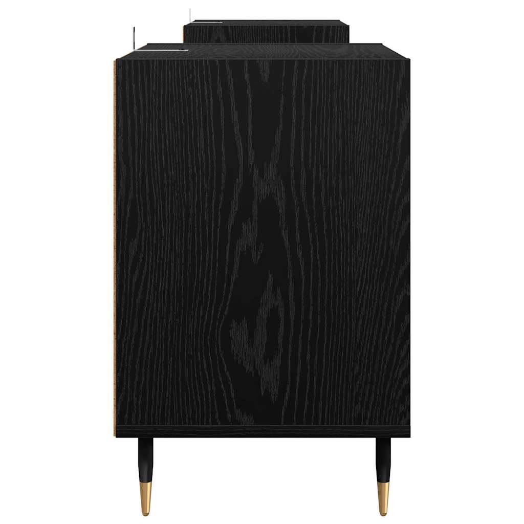 vidaXL TV Cabinet Black Oak 160 x 35 x 55 cm Engineered Wood