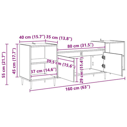 vidaXL TV Cabinet Black Oak 160 x 35 x 55 cm Engineered Wood