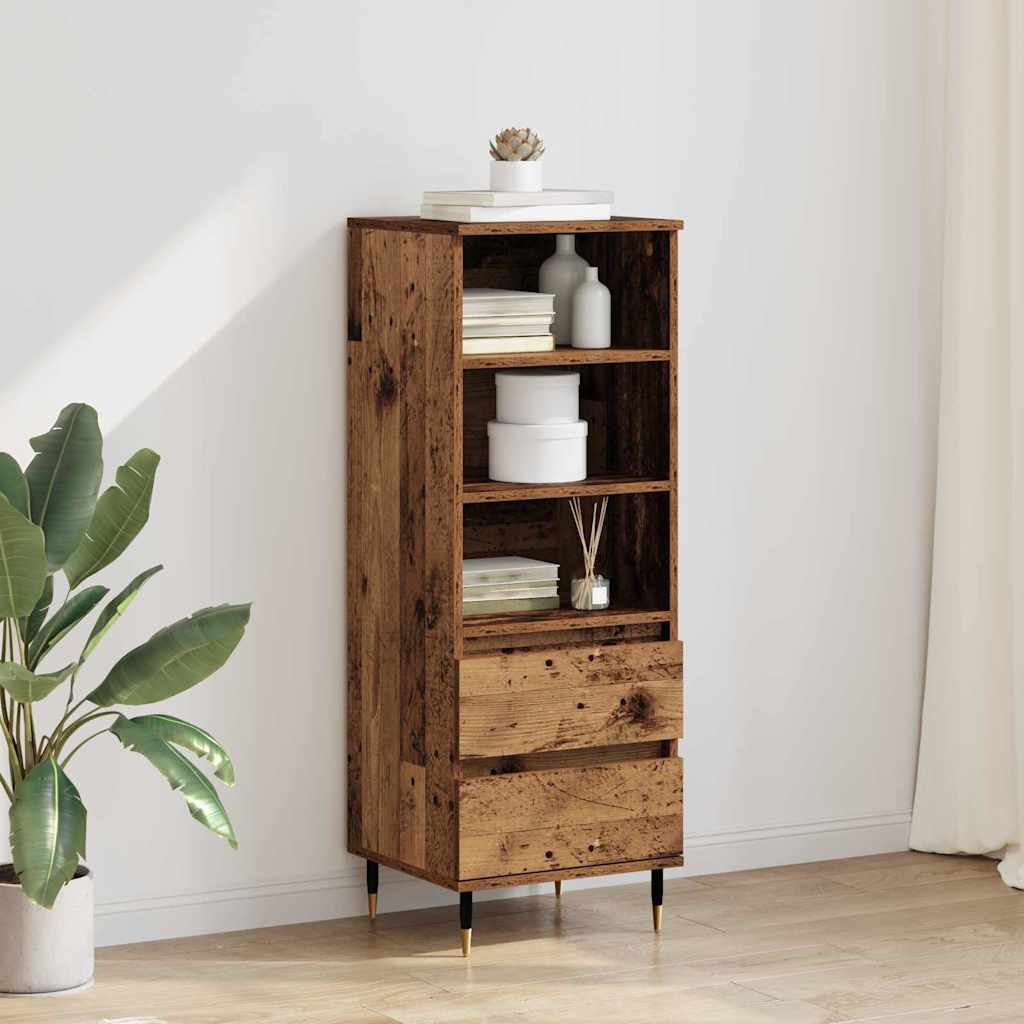 vidaXL Highboard with Drawer Old Wood 40 x 36 x 110 cm Engineered Wood