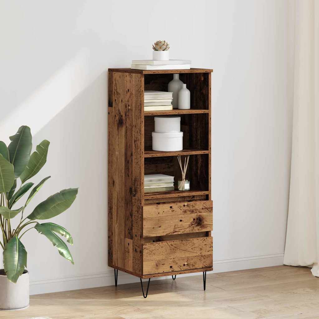 vidaXL Highboard with Drawer Old Wood 40 x 36 x 110 cm Engineered Wood