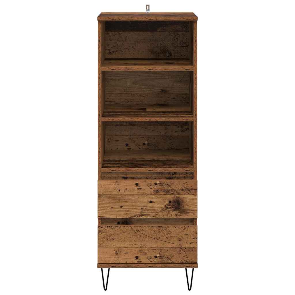 vidaXL Highboard with Drawer Old Wood 40 x 36 x 110 cm Engineered Wood