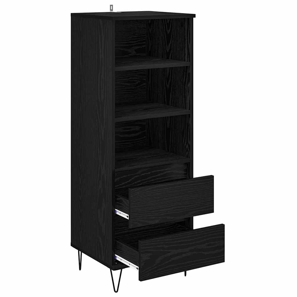 vidaXL Highboard Black Oak 40 x 36 x 110 cm Engineered Wood