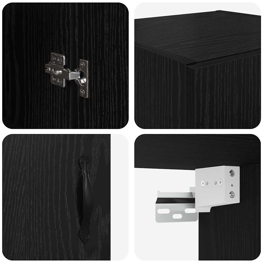 vidaXL Wall Mounted Cabinet Black Oak 34.5 x 34 x 90 cm