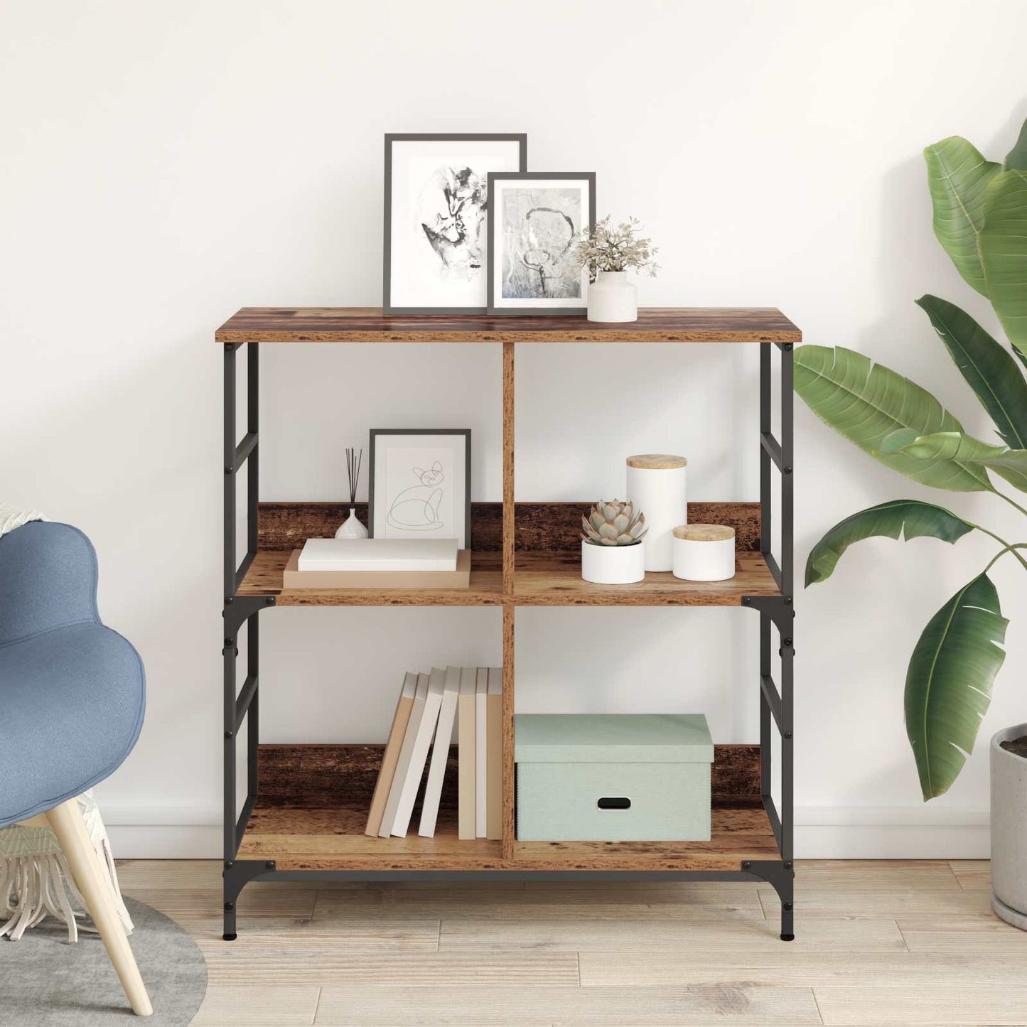vidaXL Bookshelf 4-Tier Engineered Wood Old wood