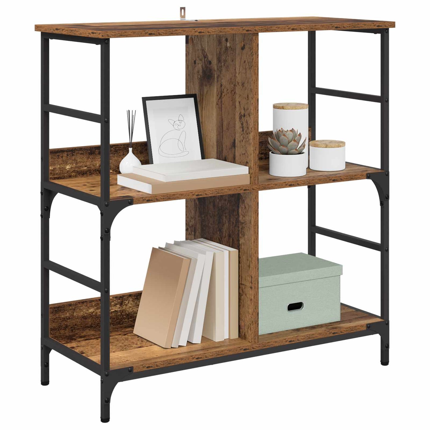 vidaXL Bookshelf 4-Tier Engineered Wood Old wood