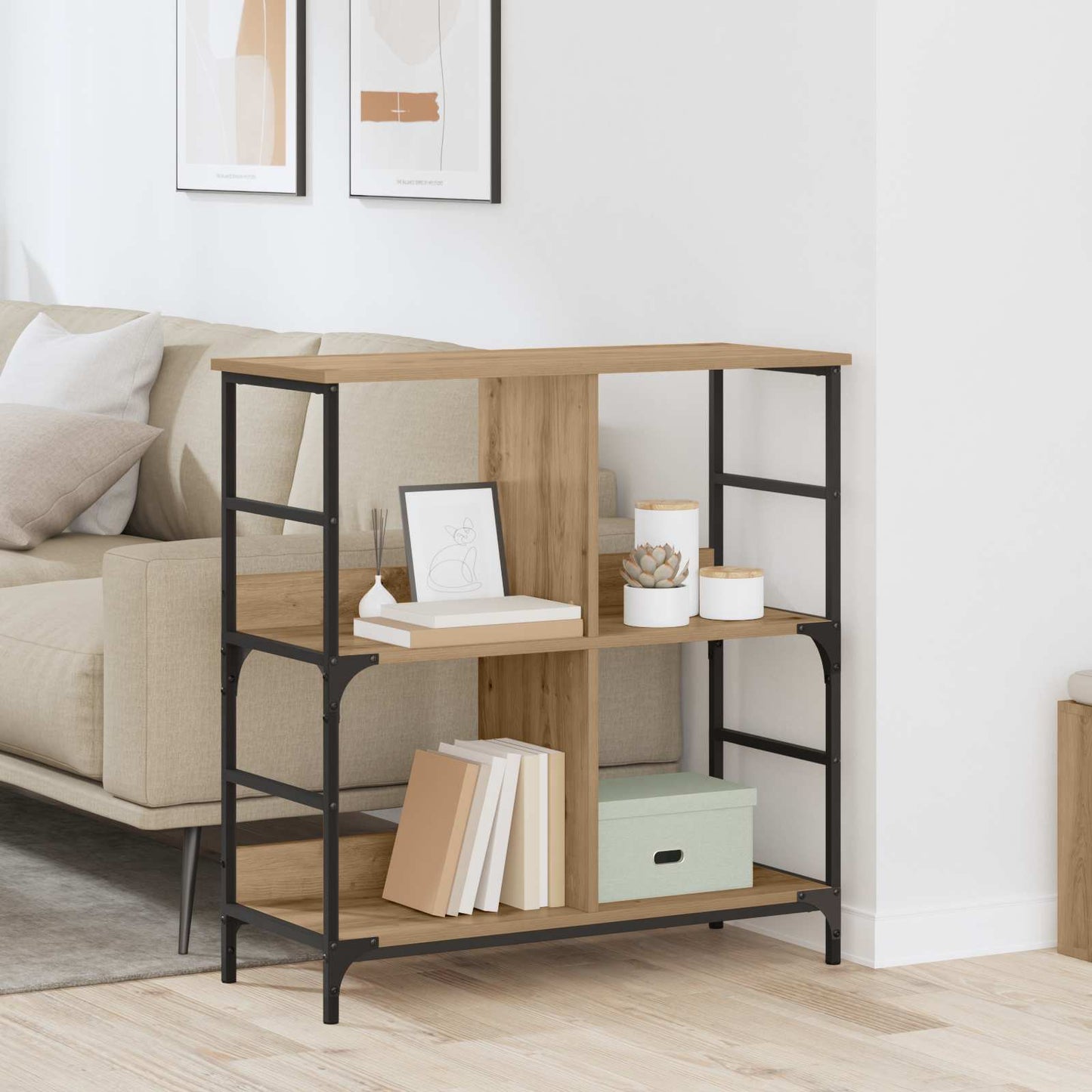 vidaXL Bookshelf 4-Tier Engineered Wood Artisan oak