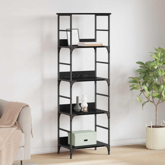 vidaXL Bookshelf 4-Tier 50x33x153cm Engineered Wood Black Oak