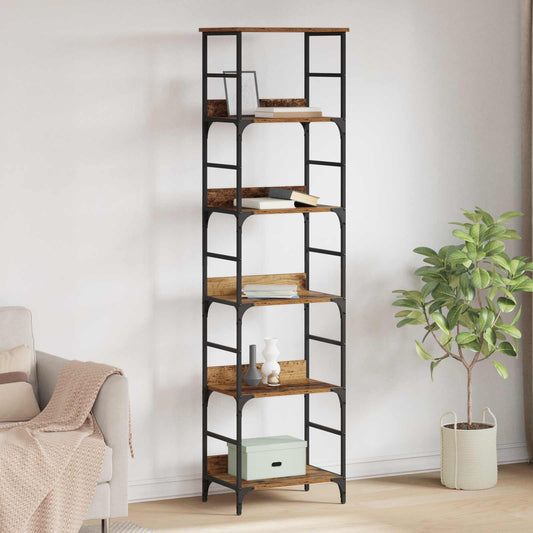 vidaXL Bookshelf 5-Tier 50x33x188.5cm Engineered Wood Old Wood