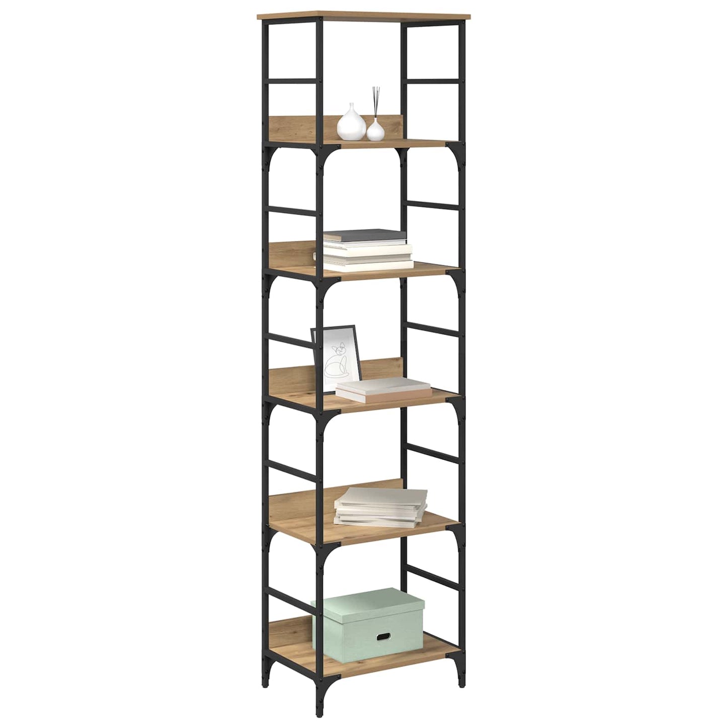 vidaXL Bookshelf 5-Tier 50x33x188.5cm Engineered Wood Artisan Oak