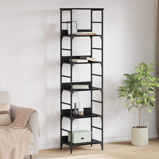 vidaXL Bookshelf 5-Tier 50x33x188.5cm Engineered Wood Black Oak