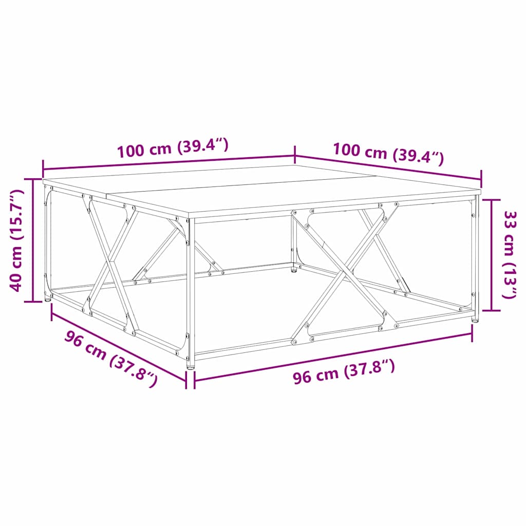 vidaXL Coffee Table Old Wood 100 x 100 x 40 cm Engineered Wood