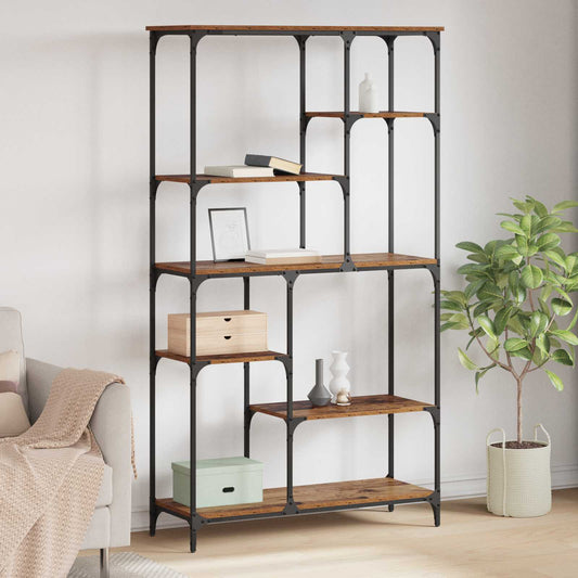 vidaXL Bookshelf 5-Tier 99 x 35.5 x 176 cm Engineered Wood Old Wood