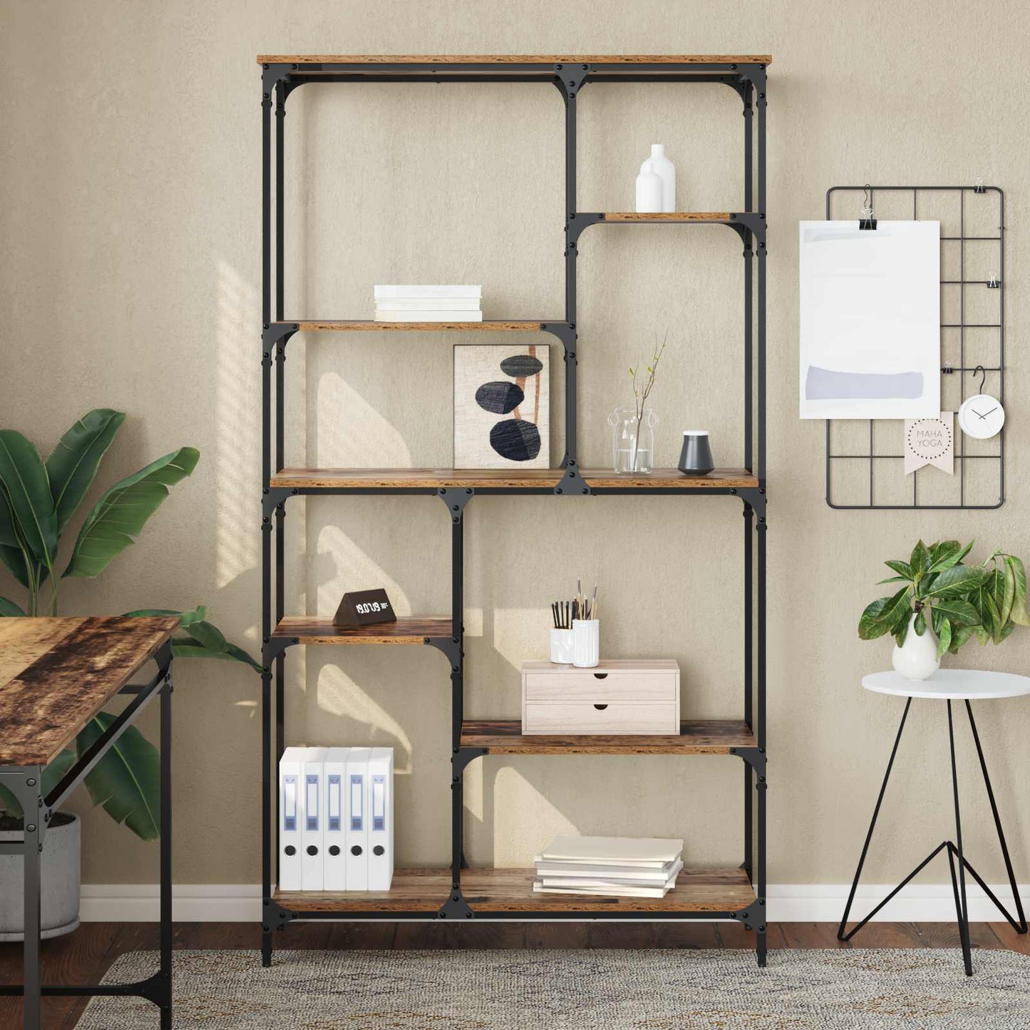 vidaXL Bookshelf 5-Tier 99 x 35.5 x 176 cm Engineered Wood Old Wood