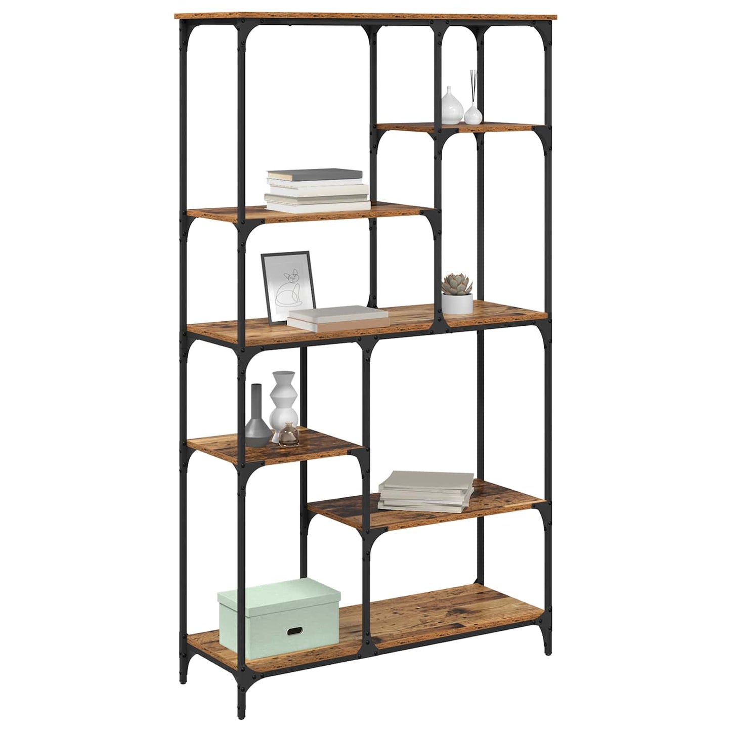 vidaXL Bookshelf 5-Tier 99 x 35.5 x 176 cm Engineered Wood Old Wood