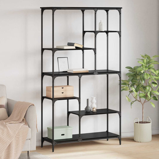 vidaXL Bookshelf 5-Tier 99 x 35.5 x 176 cm Engineered Wood Black Oak