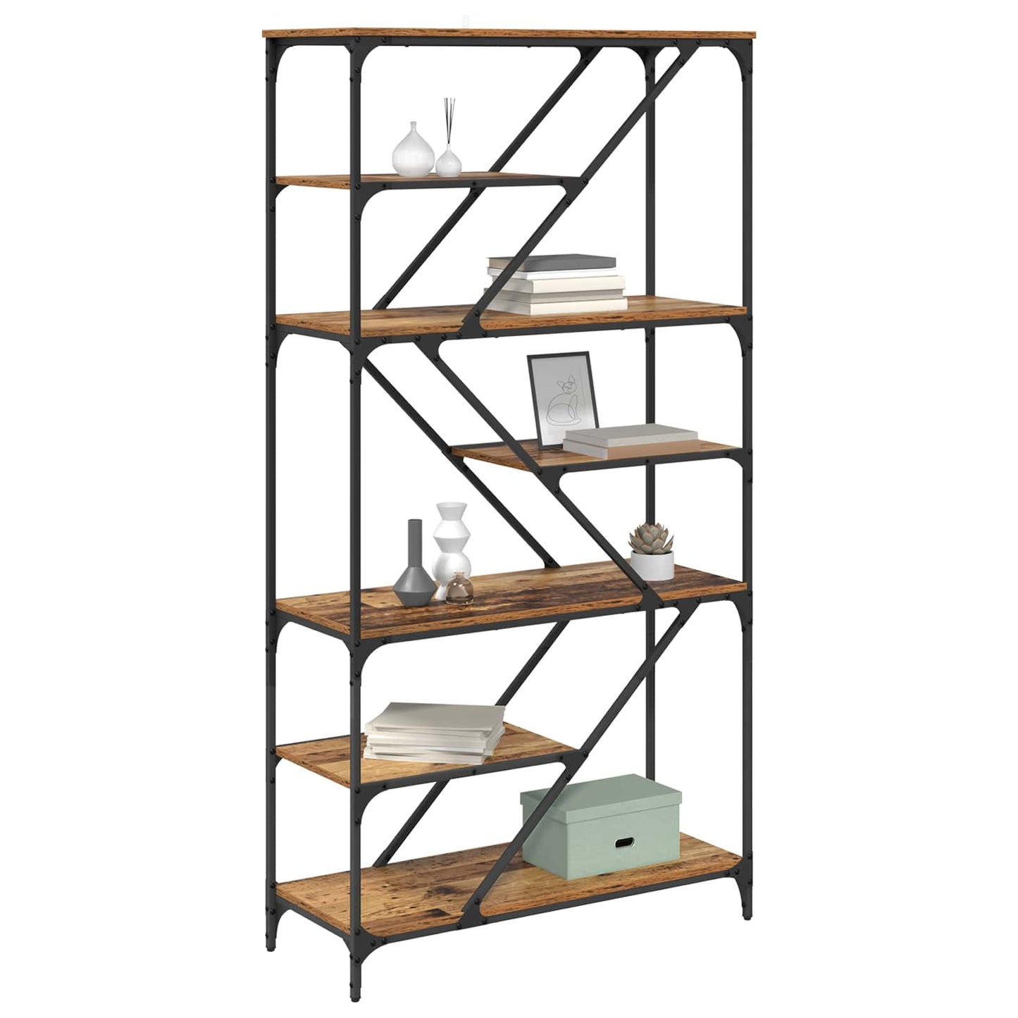 vidaXL Bookshelf 9-Tier 91 x 36 x 176 cm Engineered Wood Old Wood