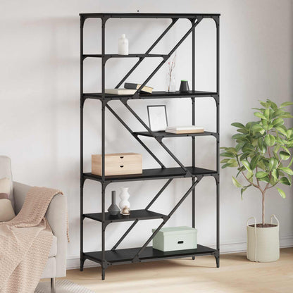 vidaXL Bookshelf 9-Tier 91 x 36 x 176 cm Engineered Wood Black Oak