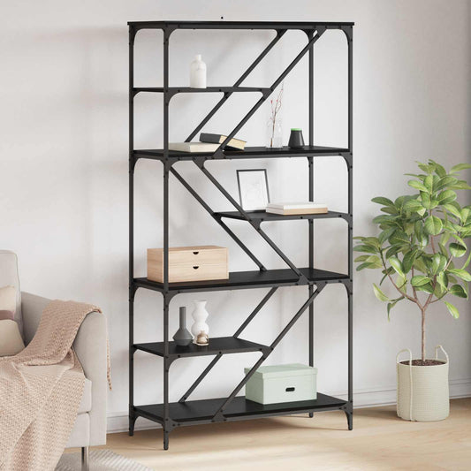 vidaXL Bookshelf 9-Tier 91 x 36 x 176 cm Engineered Wood Black Oak