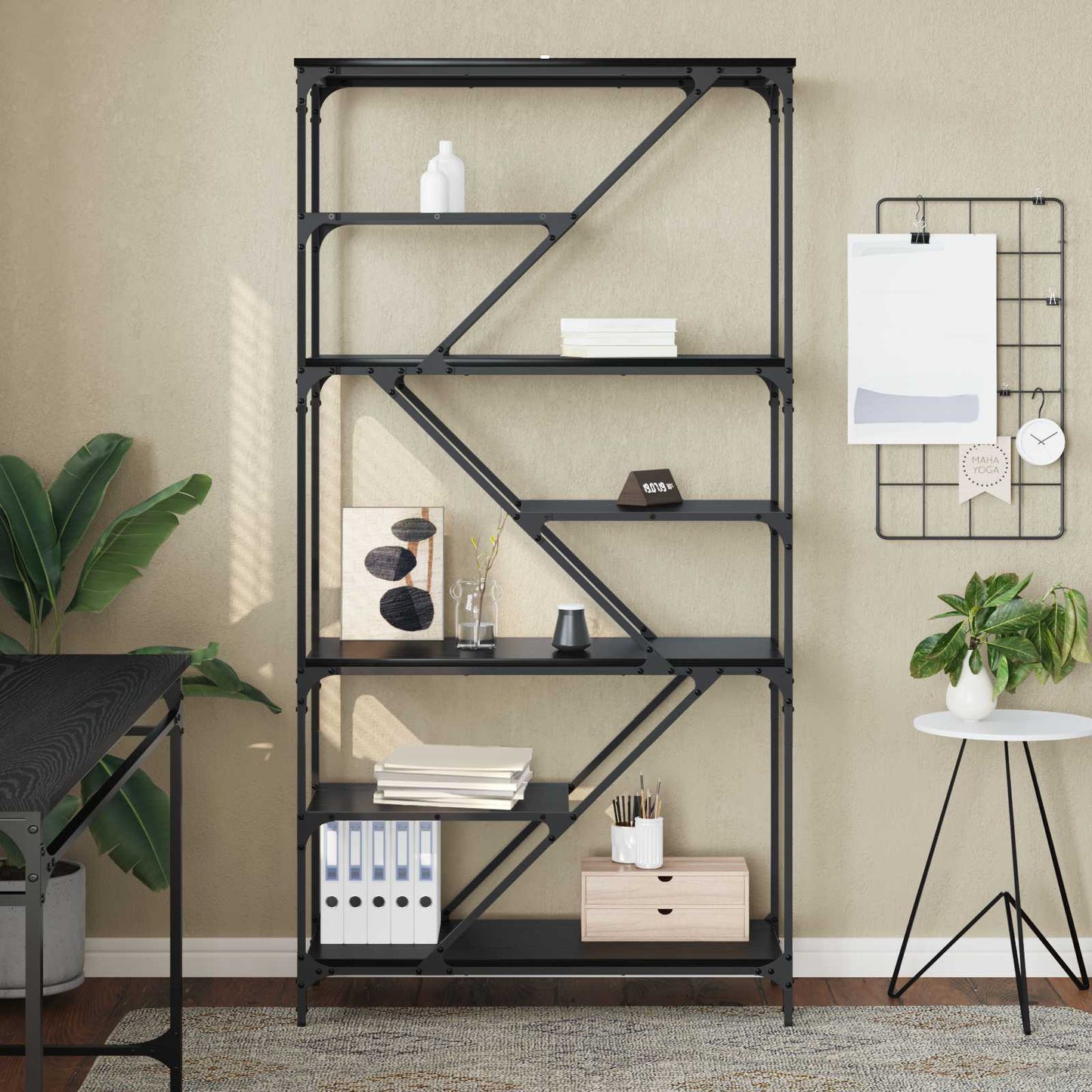 vidaXL Bookshelf 9-Tier 91 x 36 x 176 cm Engineered Wood Black Oak