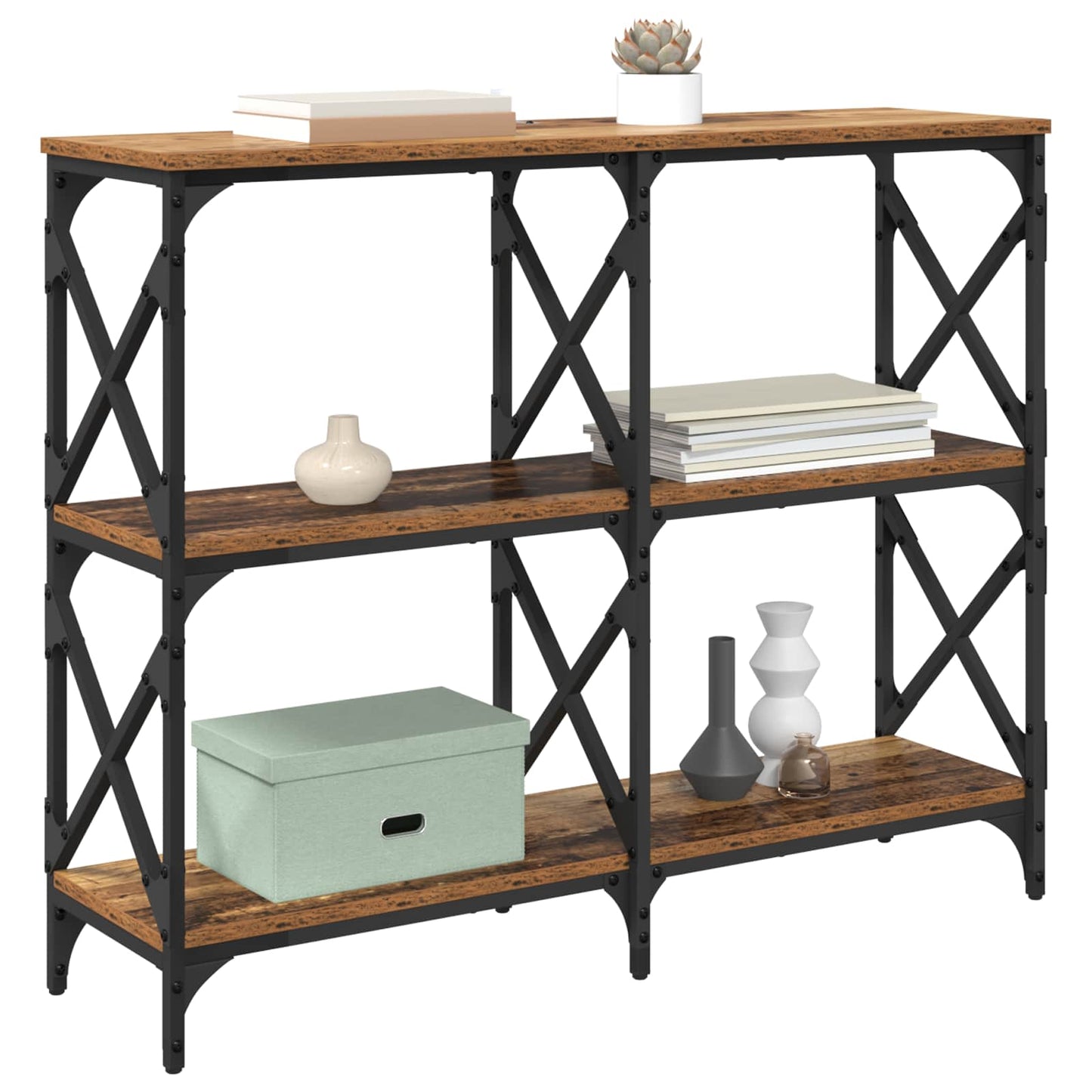 vidaXL Console Table Old Wood 100 x 28 x 80.5 cm Engineered Wood