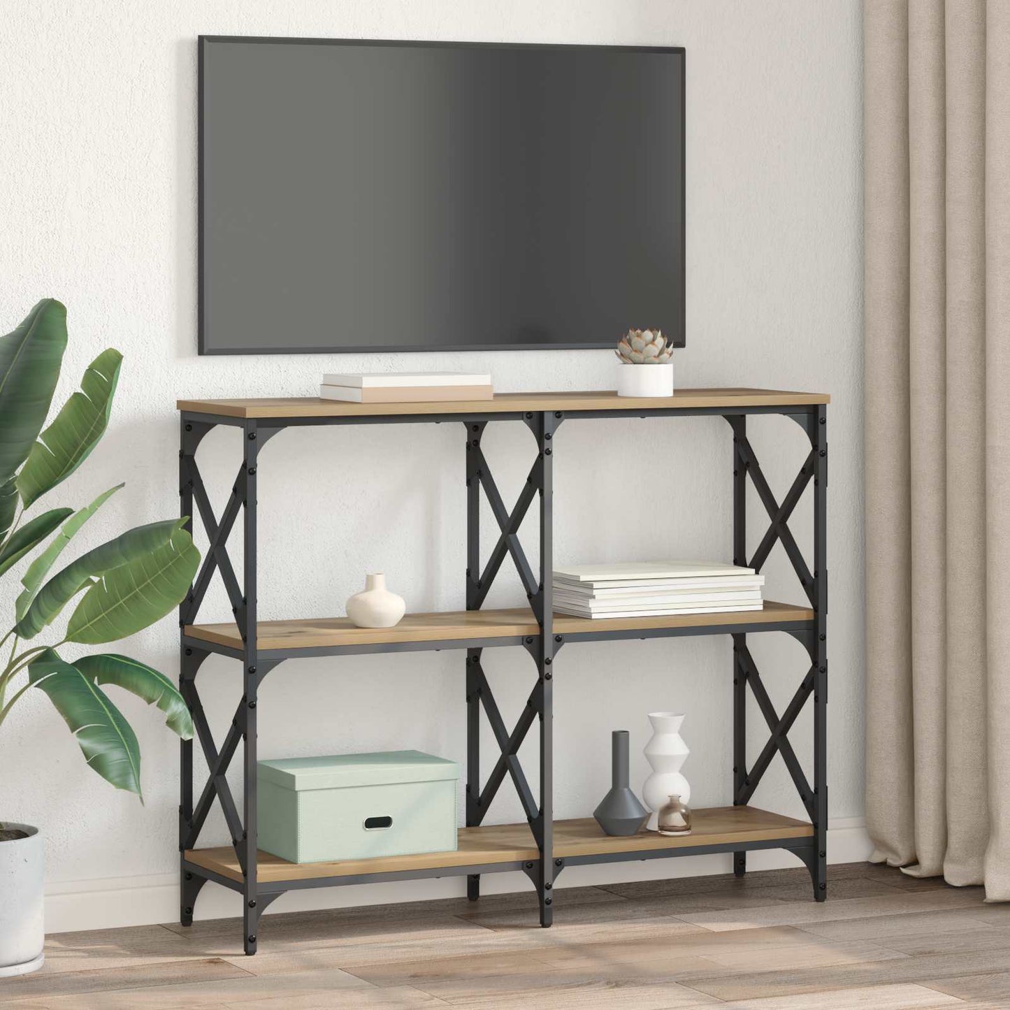 vidaXL Console Table Artisan Oak 100 x 28 x 80.5 cm Engineered Wood