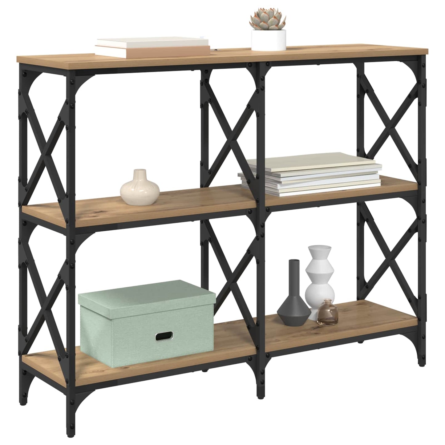 vidaXL Console Table Artisan Oak 100 x 28 x 80.5 cm Engineered Wood