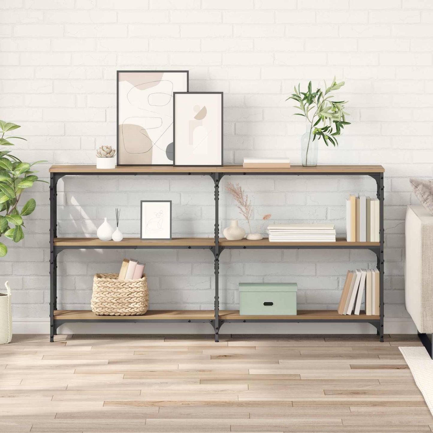 vidaXL Console Table Artisan Oak 156 x 28 x 80.5 cm Engineered Wood
