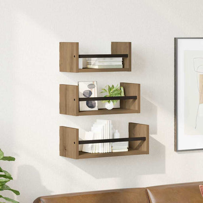 vidaXL Wall Shelf Set 3 pcs Artisan Oak 40 x 16 x 14 cm