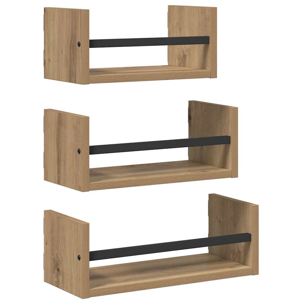 vidaXL Wall Shelf Set 3 pcs Artisan Oak 40 x 16 x 14 cm