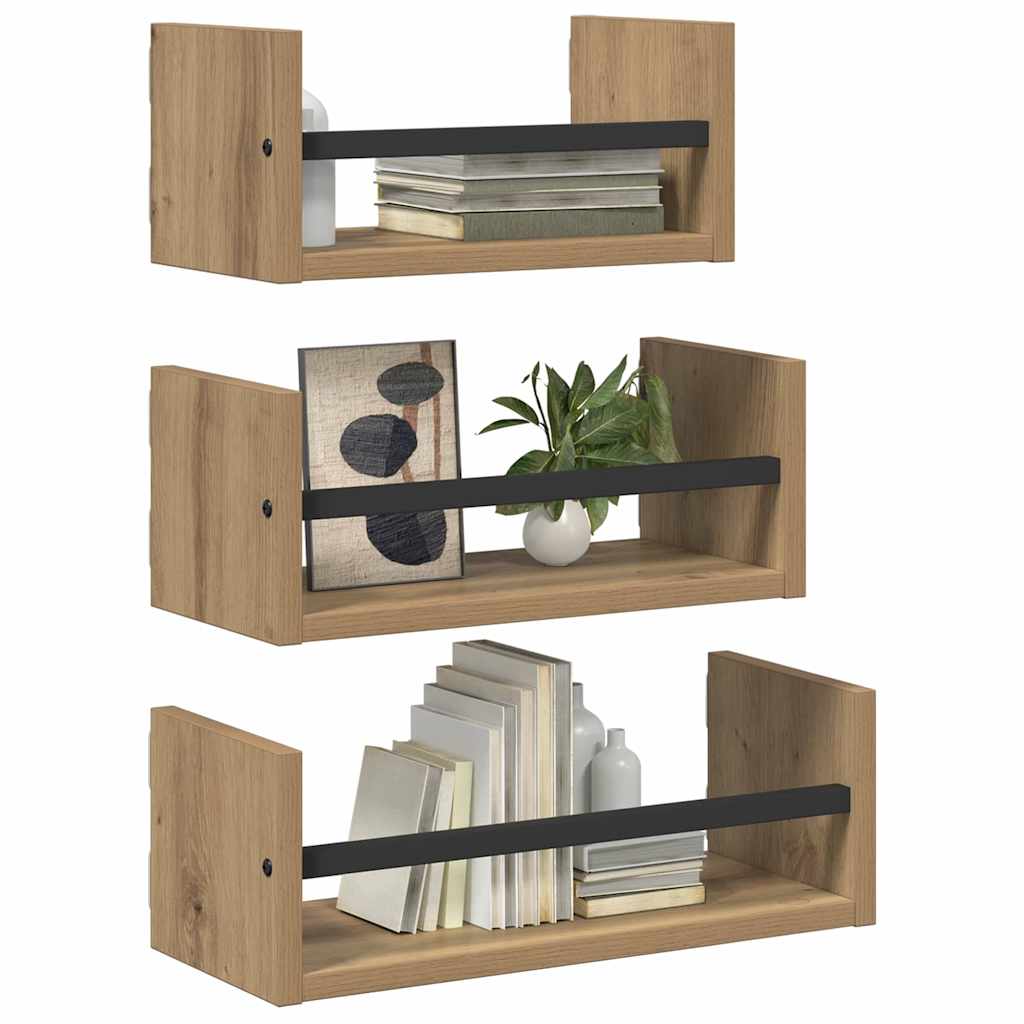 vidaXL Wall Shelf Set 3 pcs Artisan Oak 40 x 16 x 14 cm