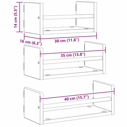 vidaXL Wall Shelf Set with Shelf 3 pcs Artisan Oak 40 x 16 x 14 cm