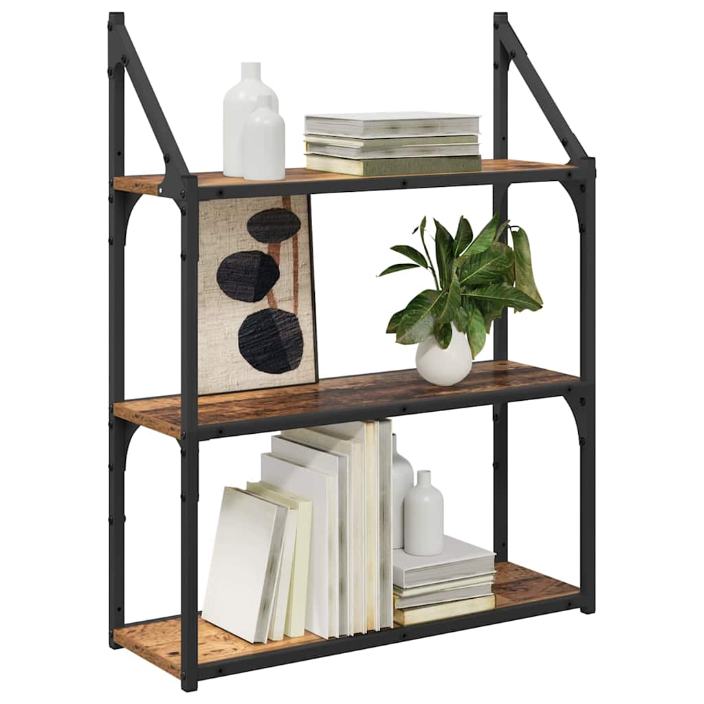 vidaXL Wall Shelf Old Wood 60 x 21 x 78.5 cm Engineered Wood