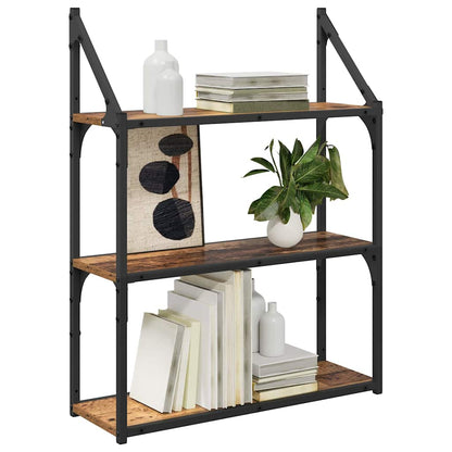 vidaXL Wall Shelf Old Wood 60 x 21 x 78.5 cm Engineered Wood