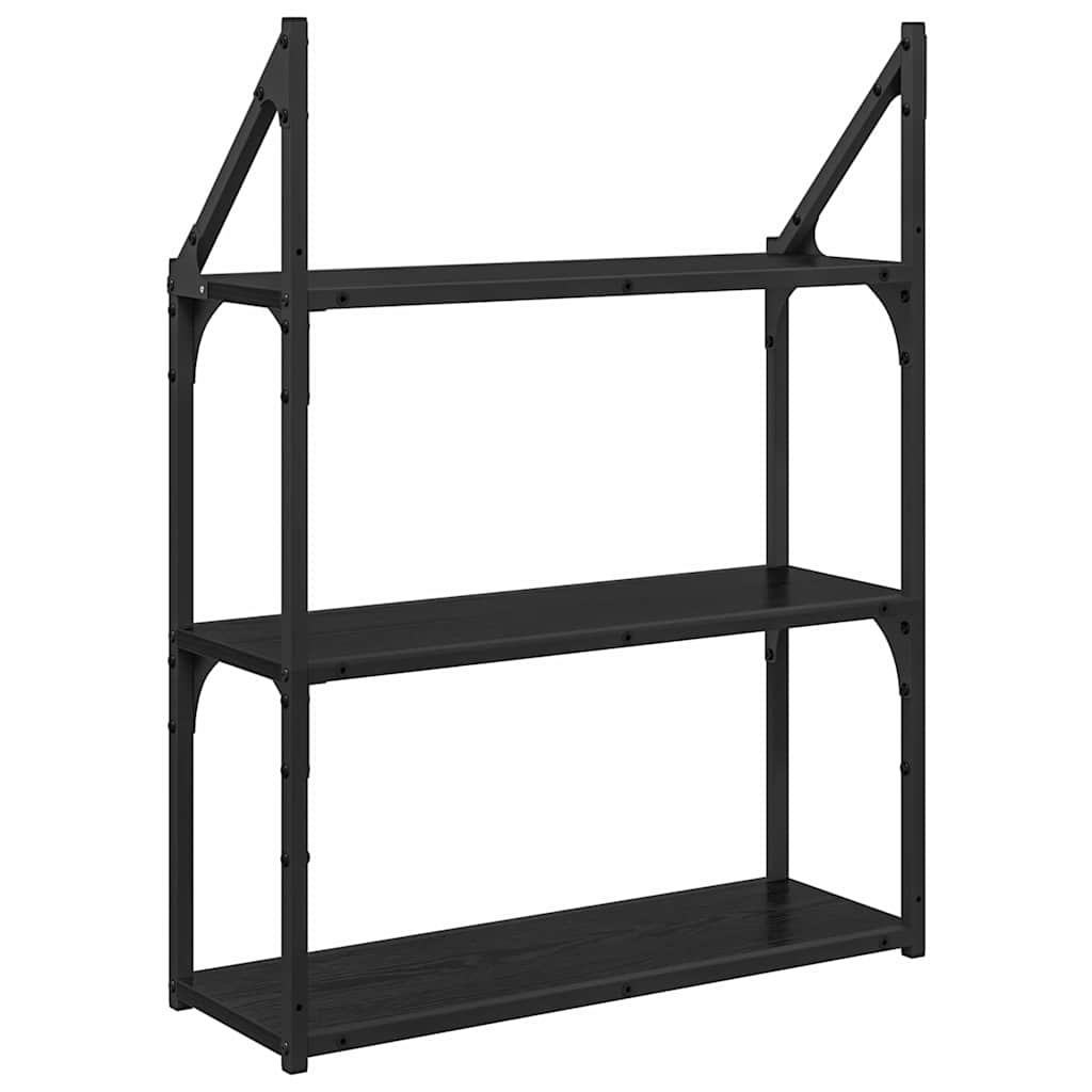 vidaXL Wall Shelf Black Oak 60 x 21 x 78.5 cm Engineered Wood