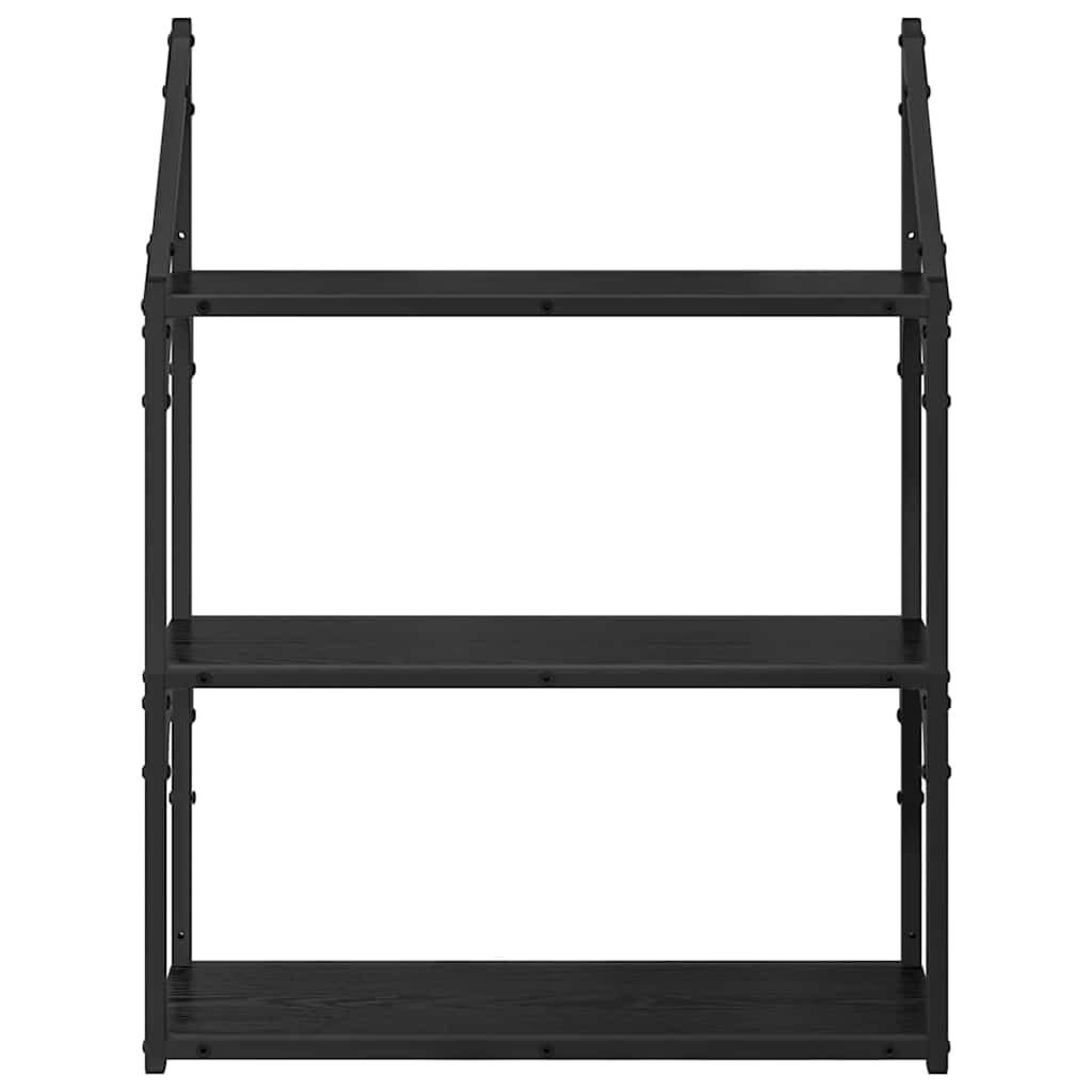 vidaXL Wall Shelf Black Oak 60 x 21 x 78.5 cm Engineered Wood