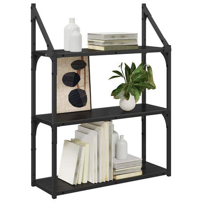 vidaXL Wall Shelf Black Oak 60 x 21 x 78.5 cm Engineered Wood