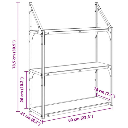 vidaXL Wall Shelf Black Oak 60 x 21 x 78.5 cm Engineered Wood