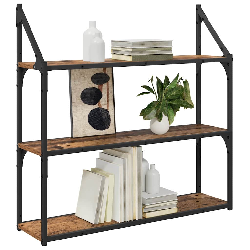 vidaXL Wall Shelf Old Wood 80 x 21 x 78.5 cm Engineered Wood