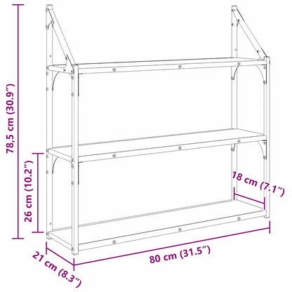 vidaXL Wall Shelf Artisan Oak 80 x 21 x 78.5 cm Engineered Wood