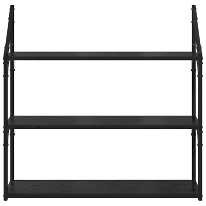 vidaXL Wall Shelf Black Oak 80 x 21 x 78.5 cm Engineered Wood