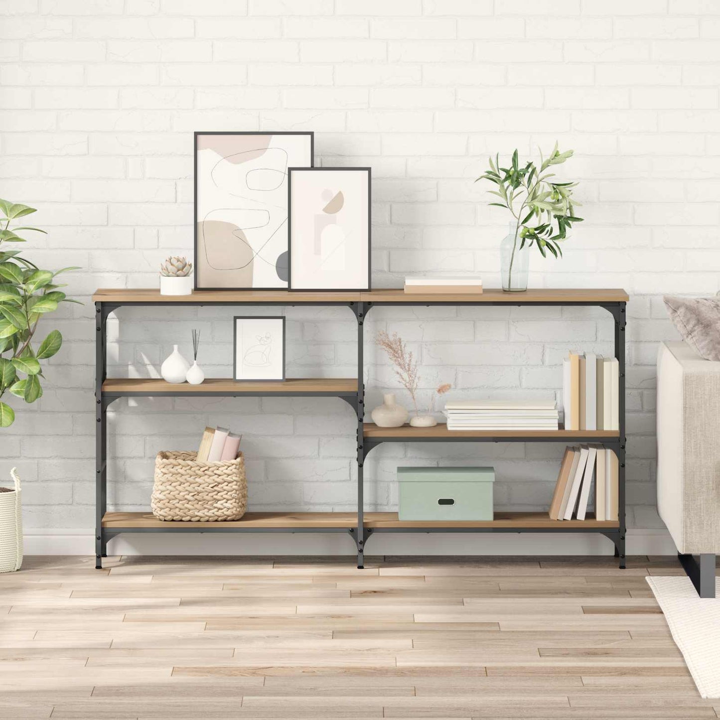 vidaXL Console Table Artisan Oak 150 x 29 x 76.5 cm Engineered Wood
