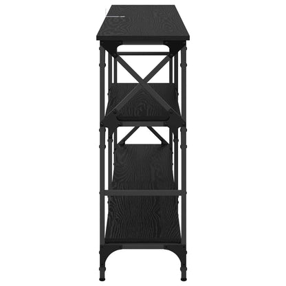 vidaXL Console Table Black Oak 150 x 29 x 76.5 cm Engineered Wood