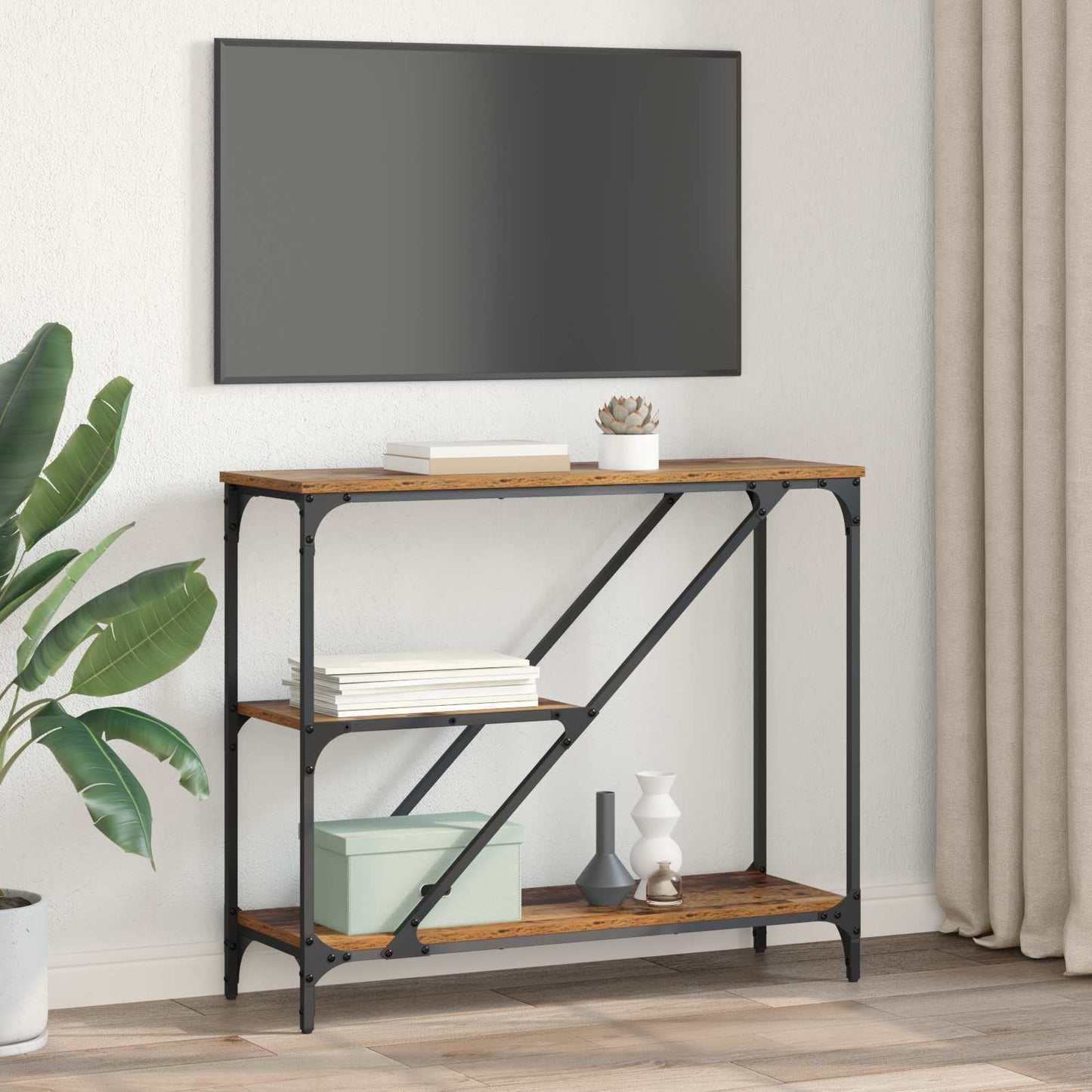 vidaXL Console Table Old Wood 88.5 x 30 x 75 cm Engineered Wood